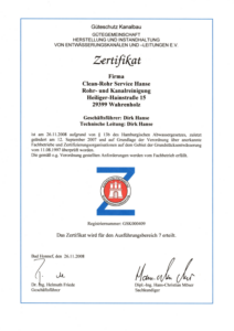 Zertifikat Kanalbau Clean Rohr